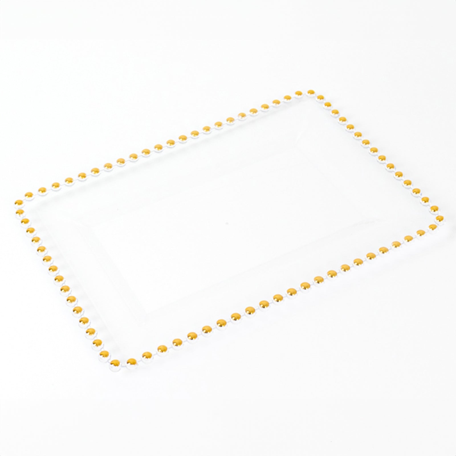 6 - Pack Rectangular Acrylic Serving Trays Clear with Gold Beaded Rim - Food and Dessert Platters 9"x13" - Bell Racket Store