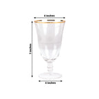 6 - Pack Red Wine Glasses Clear Gold Rimmed Design with Short Beaded Stem - Chic Crystal Goblets for Drinks & Events 16oz 7" - Bell Racket Store