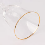 6 - Pack Red Wine Glasses Clear Gold Rimmed Design with Short Beaded Stem - Chic Crystal Goblets for Drinks & Events 16oz 7" - Bell Racket Store