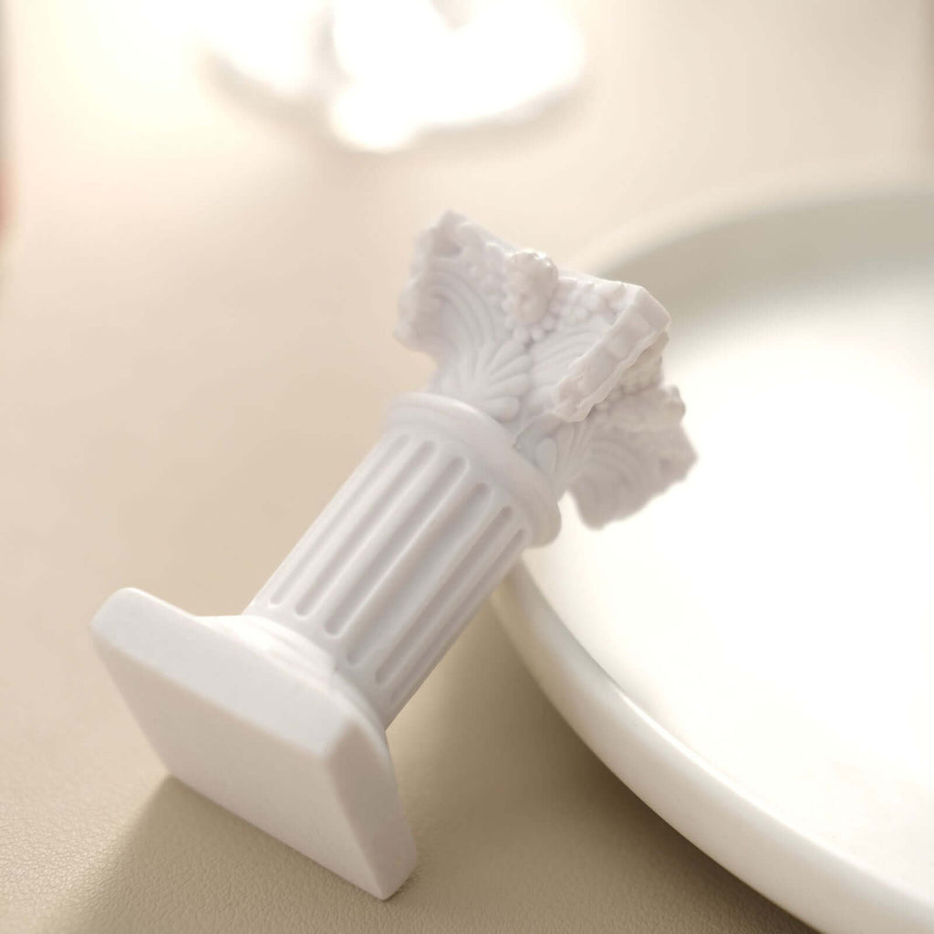 6 - Pack Resin Roman Column Pillar Pedestal Candle Holders, Greek Statue Antique White Stands Sturdy Decorative Design 2.5" - Bell Racket Store