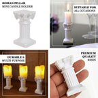 6 - Pack Resin Roman Column Pillar Pedestal Candle Holders, Greek Statue Antique White Stands Sturdy Decorative Design 2.5" - Bell Racket Store