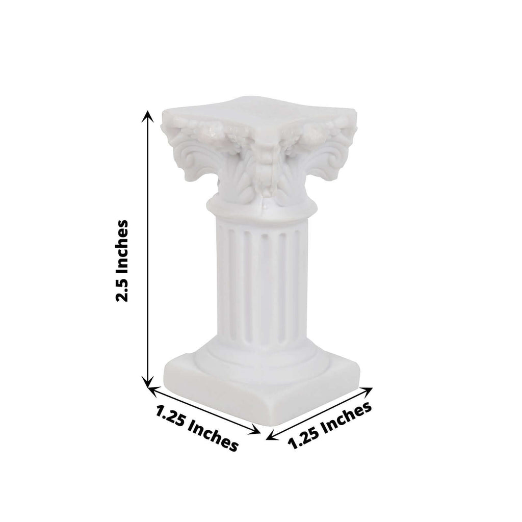 6 - Pack Resin Roman Column Pillar Pedestal Candle Holders, Greek Statue Antique White Stands Sturdy Decorative Design 2.5" - Bell Racket Store