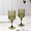 6 - Pack Reusable Plastic Cocktail Goblets 8oz, Dusty Sage Green Crystal Cut - Shatterproof Wine Glasses - Bell Racket Store