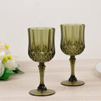 6 - Pack Reusable Plastic Cocktail Goblets 8oz, Dusty Sage Green Crystal Cut - Shatterproof Wine Glasses - Bell Racket Store
