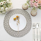 6 - Pack Round Charger Plates 13" in Gray with Hammered Rim, Matte Finish Modern Dinner Charger Tableware - Bell Racket Store