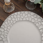 6 - Pack Round Charger Plates 13" in Gray with Hammered Rim, Matte Finish Modern Dinner Charger Tableware - Bell Racket Store