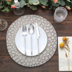 6 - Pack Round Charger Plates 13" in Gray with Hammered Rim, Matte Finish Modern Dinner Charger Tableware - Bell Racket Store