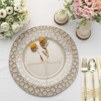 6 - Pack Round Charger Plates 13" in Taupe with Hammered Rim, Matte Finish Modern Dinner Charger Tableware - Bell Racket Store