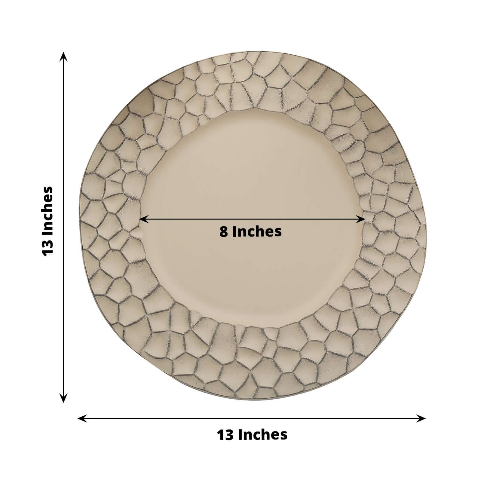 6 - Pack Round Charger Plates 13" in Taupe with Hammered Rim, Matte Finish Modern Dinner Charger Tableware - Bell Racket Store