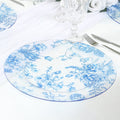 6 Pack Round Floral Acrylic Charger Plates in French Toile Pattern, 13" Clear Light Blue Dinner Charger Event Tabletop Decor - Bell Racket Store