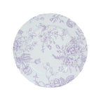 6 Pack Round Floral Acrylic Charger Plates in French Toile Pattern, 13" Matte Lavender and White Dinner Charger Event Tabletop Decor - Bell Racket Store