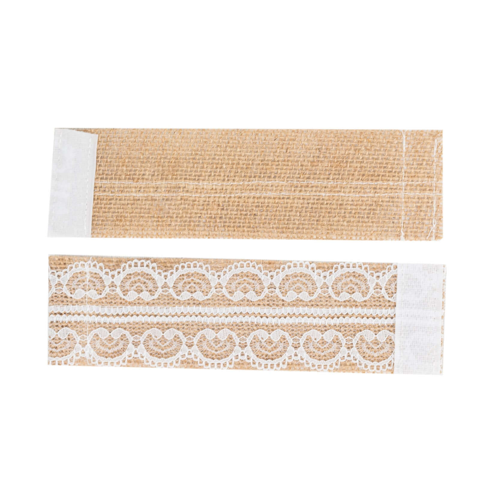 6 Pack Rustic Boho Chic Burlap and Lace Napkin Rings, Farmhouse Style Jute Serviette Buckles Holder - Bell Racket Store