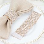 6 Pack Rustic Boho Chic Burlap and Lace Napkin Rings, Farmhouse Style Jute Serviette Buckles Holder - Bell Racket Store