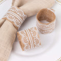 6 Pack Rustic Boho Chic Burlap and Lace Napkin Rings, Farmhouse Style Jute Serviette Buckles Holder - Bell Racket Store