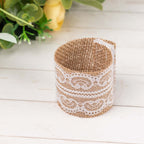 6 Pack Rustic Boho Chic Burlap and Lace Napkin Rings, Farmhouse Style Jute Serviette Buckles Holder - Bell Racket Store