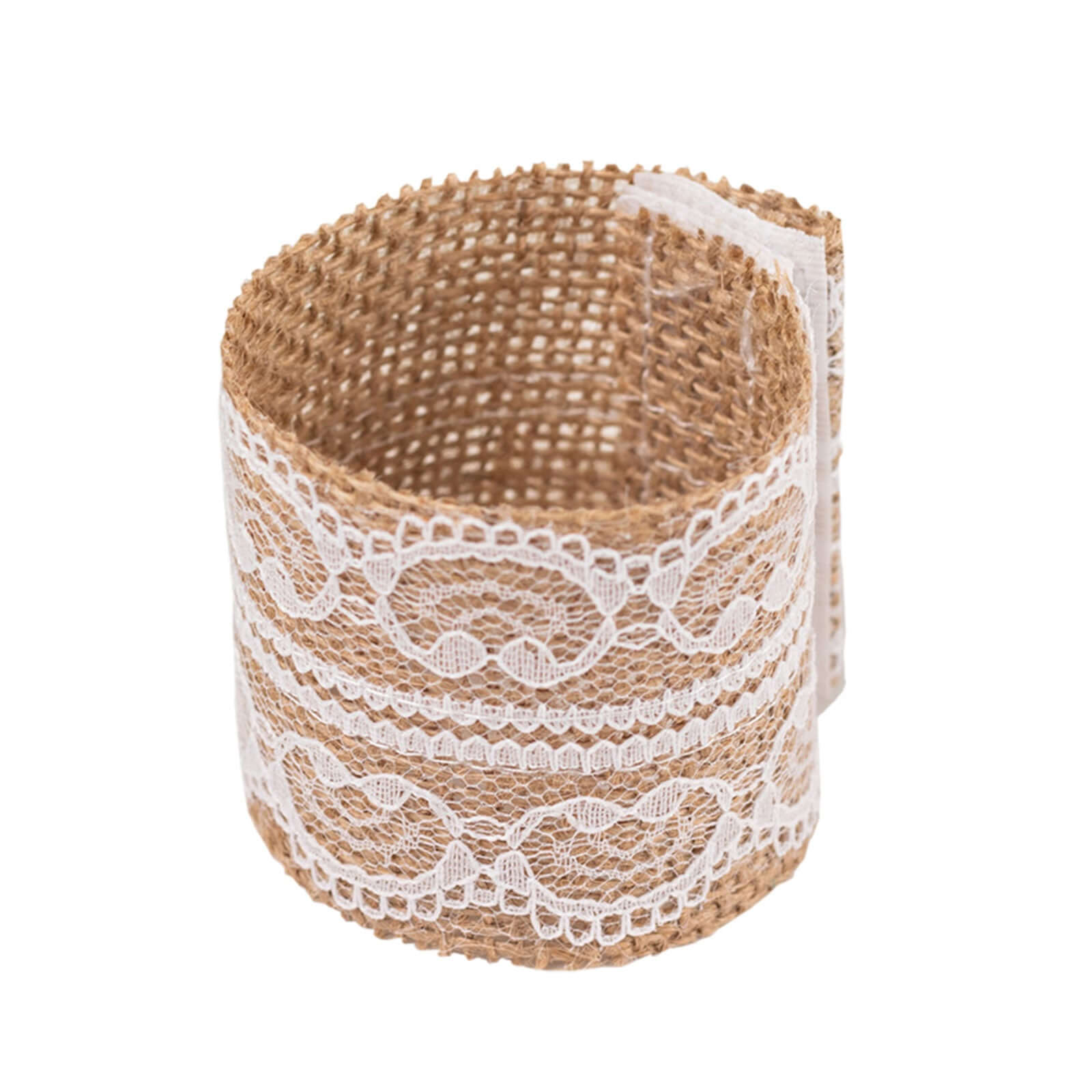 6 Pack Rustic Boho Chic Burlap and Lace Napkin Rings, Farmhouse Style Jute Serviette Buckles Holder - Bell Racket Store