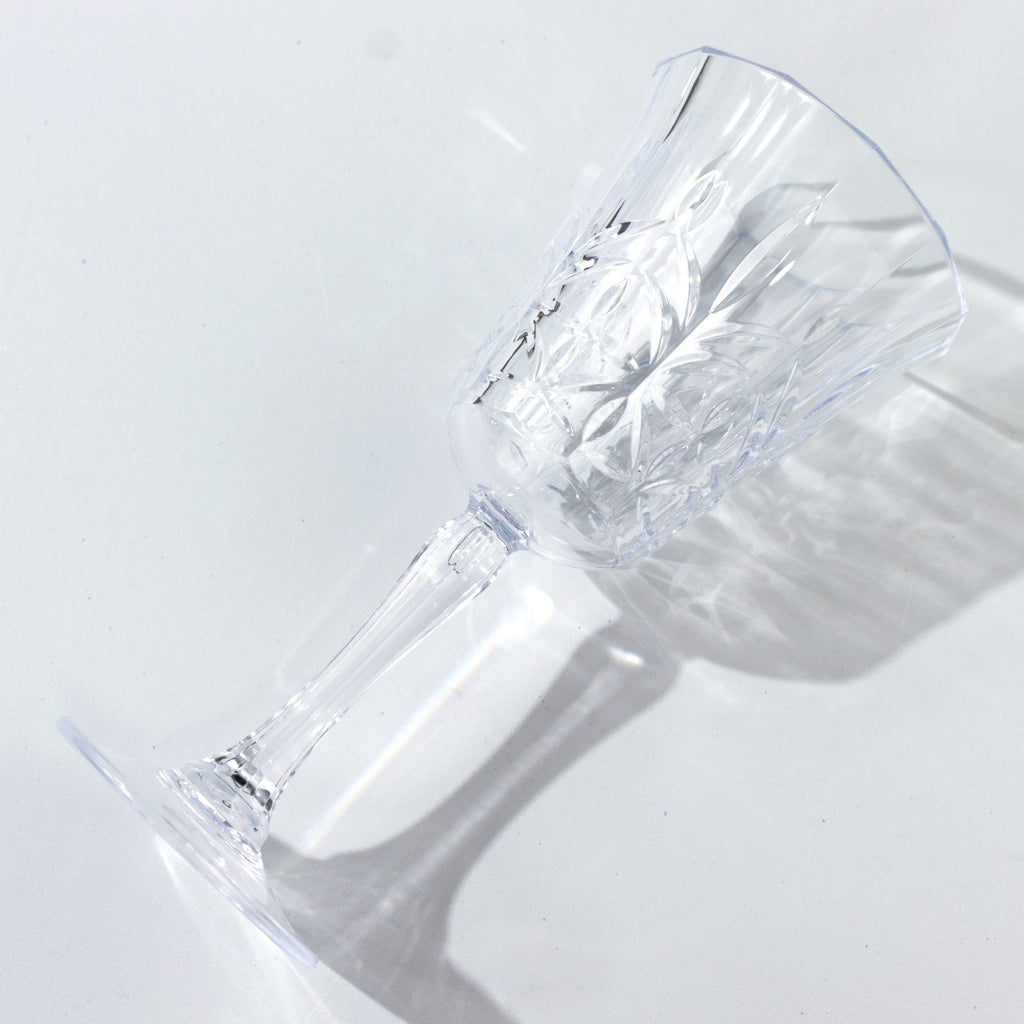 6 Pack Shatterproof Plastic Cocktail Glasses Clear with Embossed Leaf Pattern, 10oz Reusable Wine Glasses - 8" - Bell Racket Store