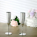 6-Pack Plastic Champagne Flutes in Silver - Classy Disposable Champagne Glasses for Toasting & Cocktail Parties 5oz