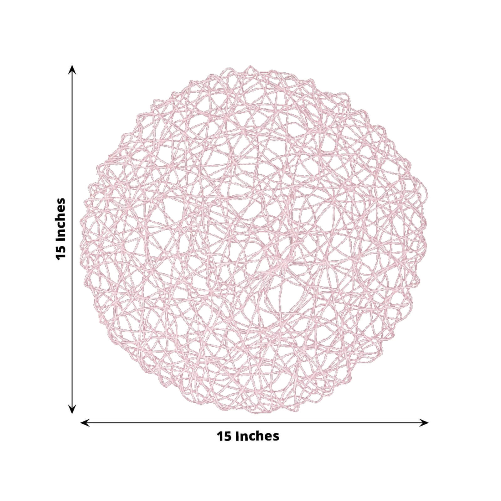 6 - Pack Table Placemats Woven Fiber Design Blush Round - Disposable Mats for Dining and Events 15" - Bell Racket Store