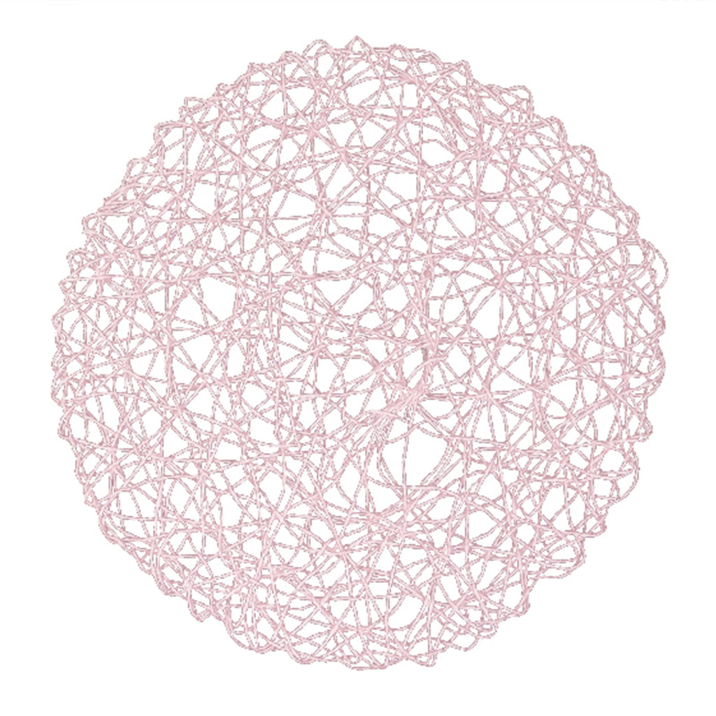 6 - Pack Table Placemats Woven Fiber Design Blush Round - Disposable Mats for Dining and Events 15" - Bell Racket Store