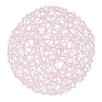 6 - Pack Table Placemats Woven Fiber Design Blush Round - Disposable Mats for Dining and Events 15" - Bell Racket Store