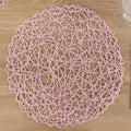 6 - Pack Table Placemats Woven Fiber Design Blush Round - Disposable Mats for Dining and Events 15" - Bell Racket Store