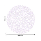 6 - Pack Table Placemats Woven Fiber Design Lavender Lilac Round - Disposable Mats for Dining and Events 15" - Bell Racket Store