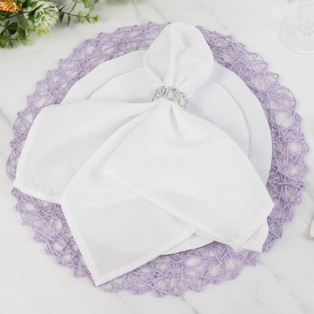 6 - Pack Table Placemats Woven Fiber Design Lavender Lilac Round - Disposable Mats for Dining and Events 15" - Bell Racket Store