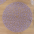 6 - Pack Table Placemats Woven Fiber Design Lavender Lilac Round - Disposable Mats for Dining and Events 15" - Bell Racket Store
