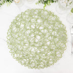 6 - Pack Table Placemats Woven Fiber Design Sage Green Round - Disposable Mats for Dining and Events 15" - Bell Racket Store