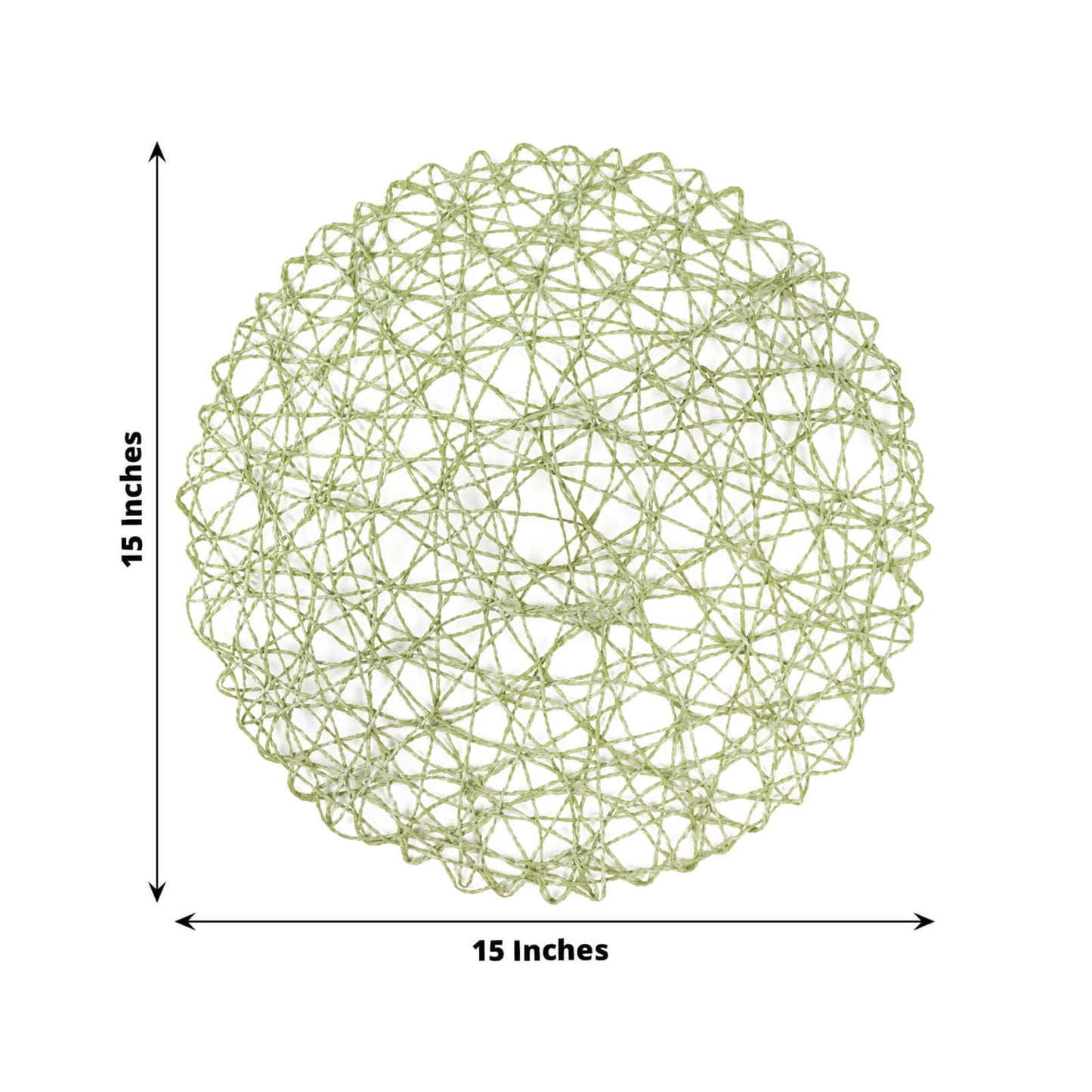 6 - Pack Table Placemats Woven Fiber Design Sage Green Round - Disposable Mats for Dining and Events 15" - Bell Racket Store
