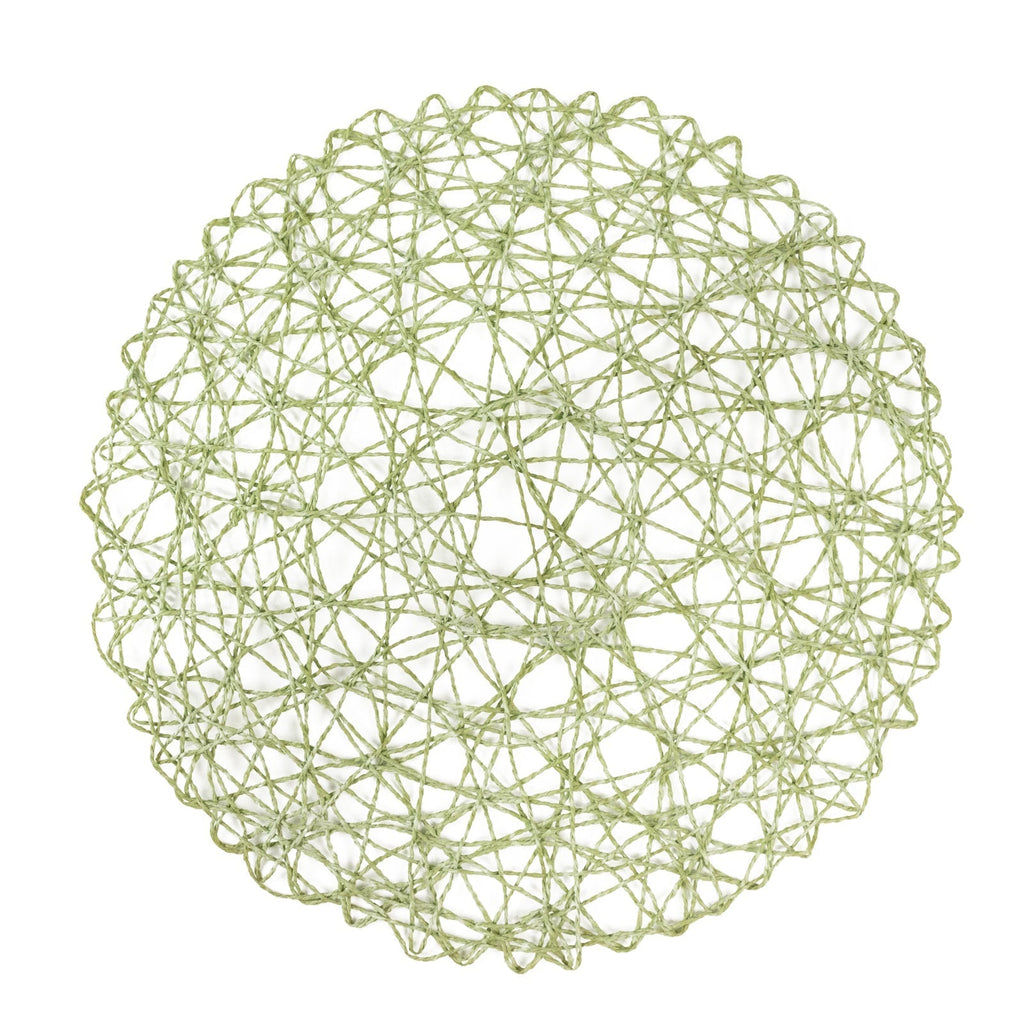 6 - Pack Table Placemats Woven Fiber Design Sage Green Round - Disposable Mats for Dining and Events 15" - Bell Racket Store