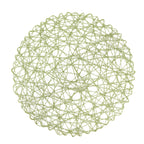 6 - Pack Table Placemats Woven Fiber Design Sage Green Round - Disposable Mats for Dining and Events 15" - Bell Racket Store