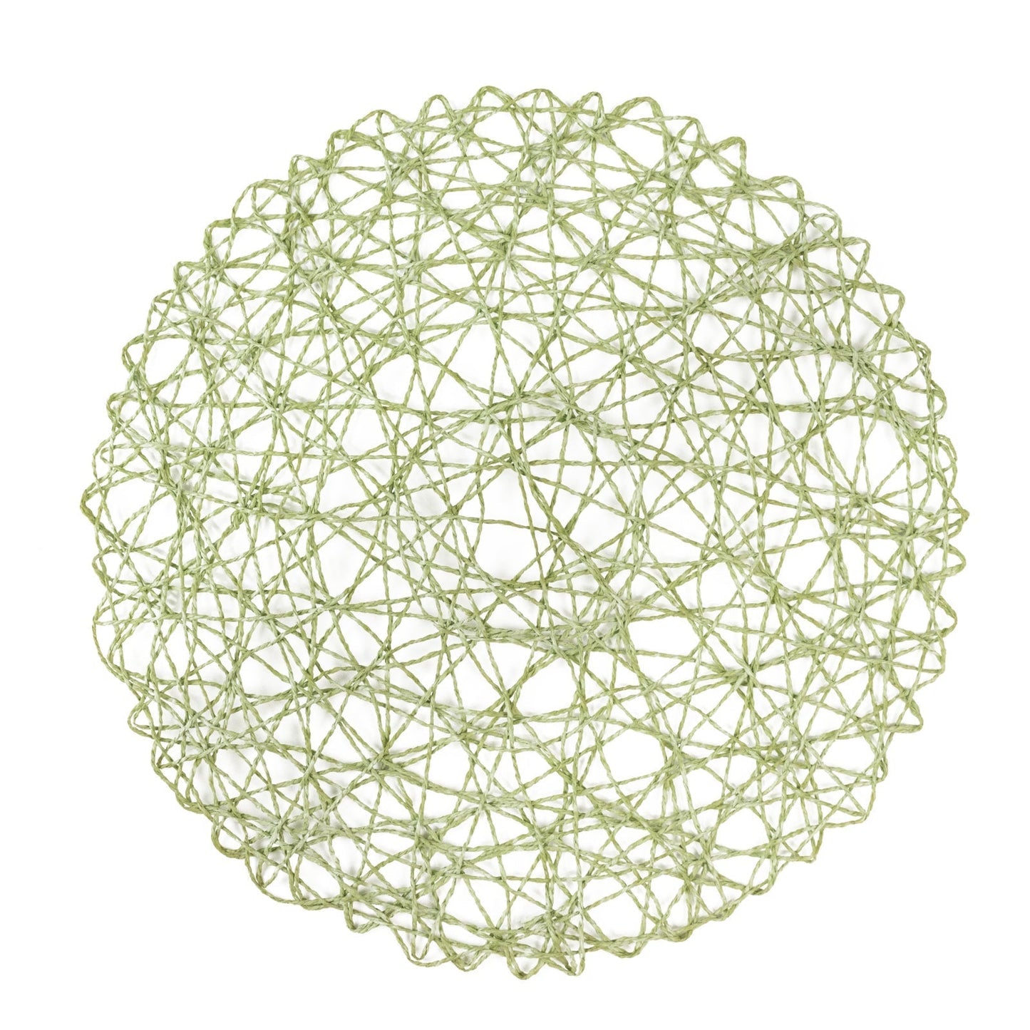 6 - Pack Table Placemats Woven Fiber Design Sage Green Round - Disposable Mats for Dining and Events 15" - Bell Racket Store