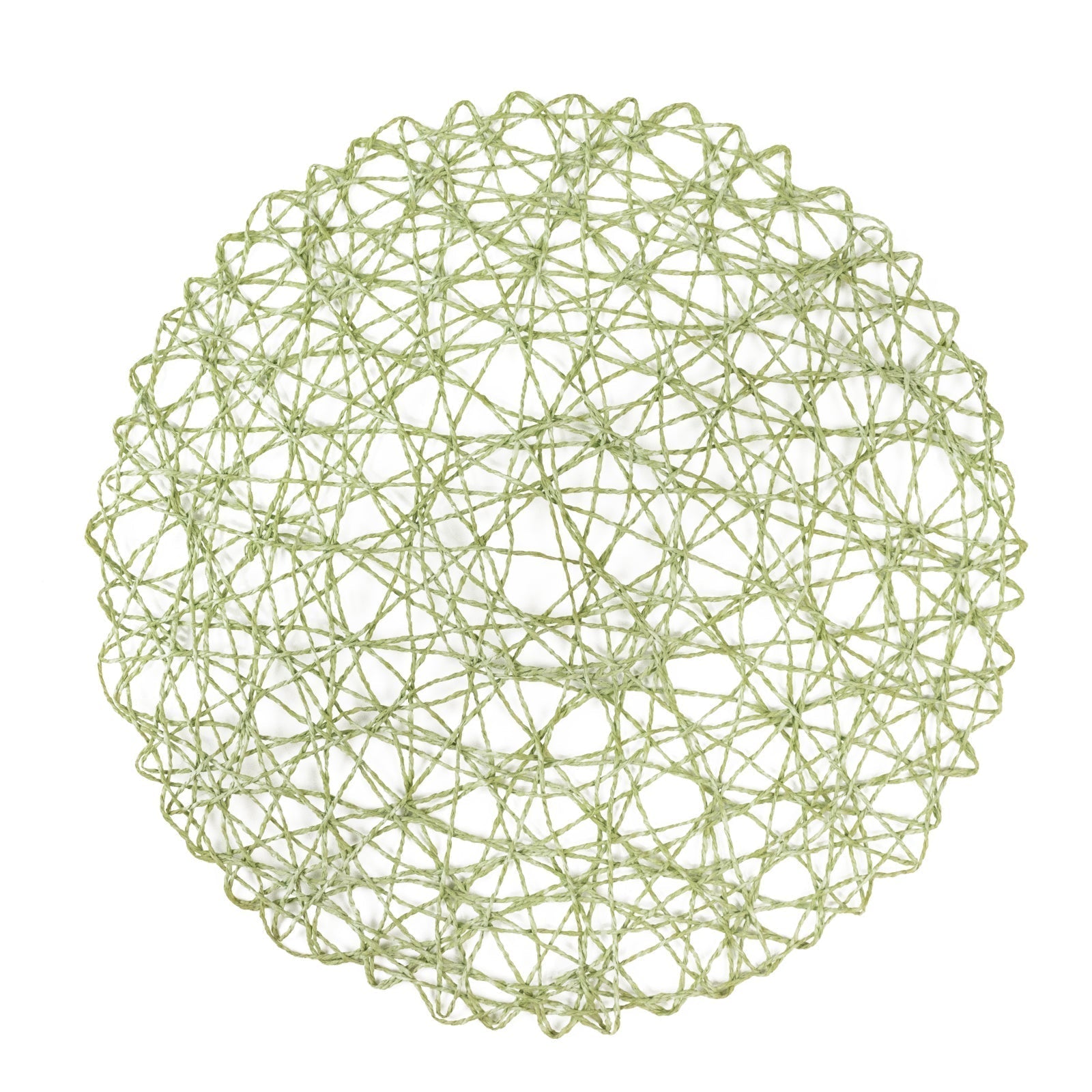 6 - Pack Table Placemats Woven Fiber Design Sage Green Round - Disposable Mats for Dining and Events 15" - Bell Racket Store