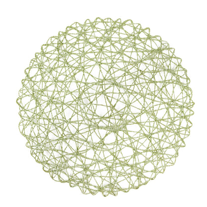 6 - Pack Table Placemats Woven Fiber Design Sage Green Round - Disposable Mats for Dining and Events 15" - Bell Racket Store