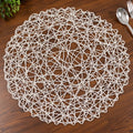 6 - Pack Table Placemats Woven Fiber Design White Round - Disposable Mats for Dining and Events 15" - Bell Racket Store