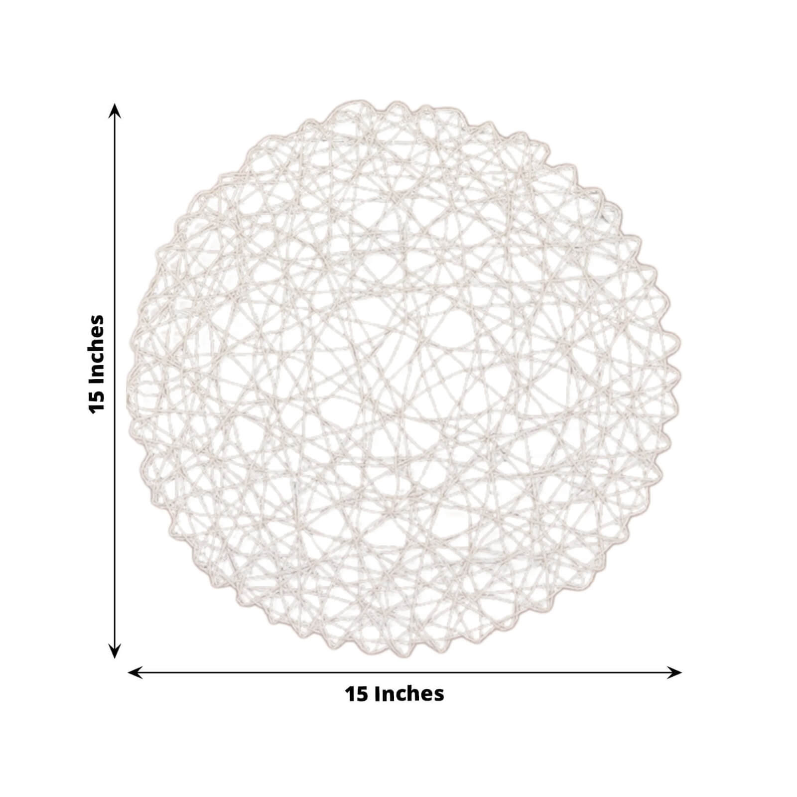 6 - Pack Table Placemats Woven Fiber Design White Round - Disposable Mats for Dining and Events 15" - Bell Racket Store