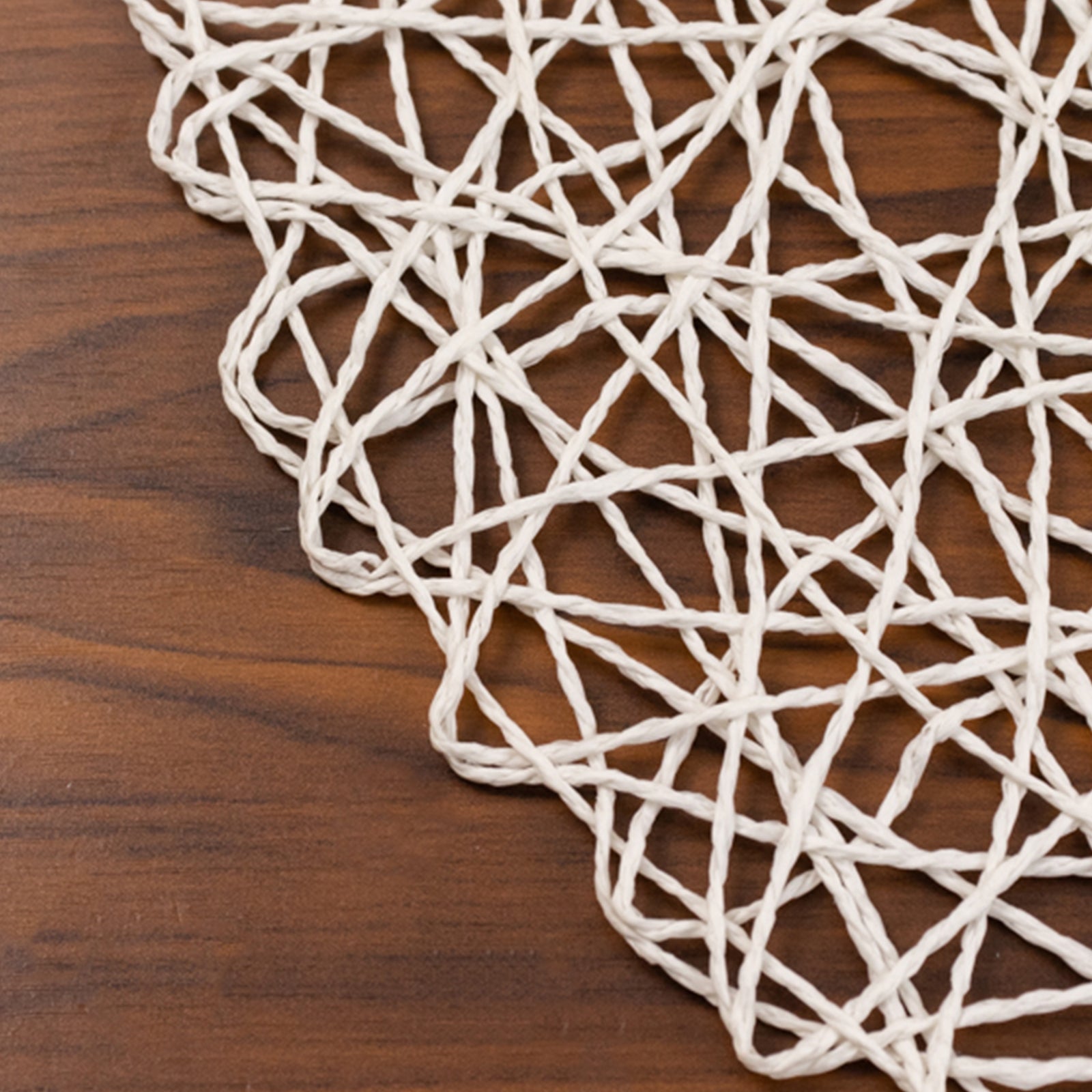 6 - Pack Table Placemats Woven Fiber Design White Round - Disposable Mats for Dining and Events 15" - Bell Racket Store