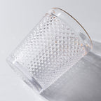 6 - Pack Tumbler Glasses Clear Hobnail Design with Gold Rim - Embossed Diamond Pattern Glassware for Drinks & Parties 11oz 4" - Bell Racket Store