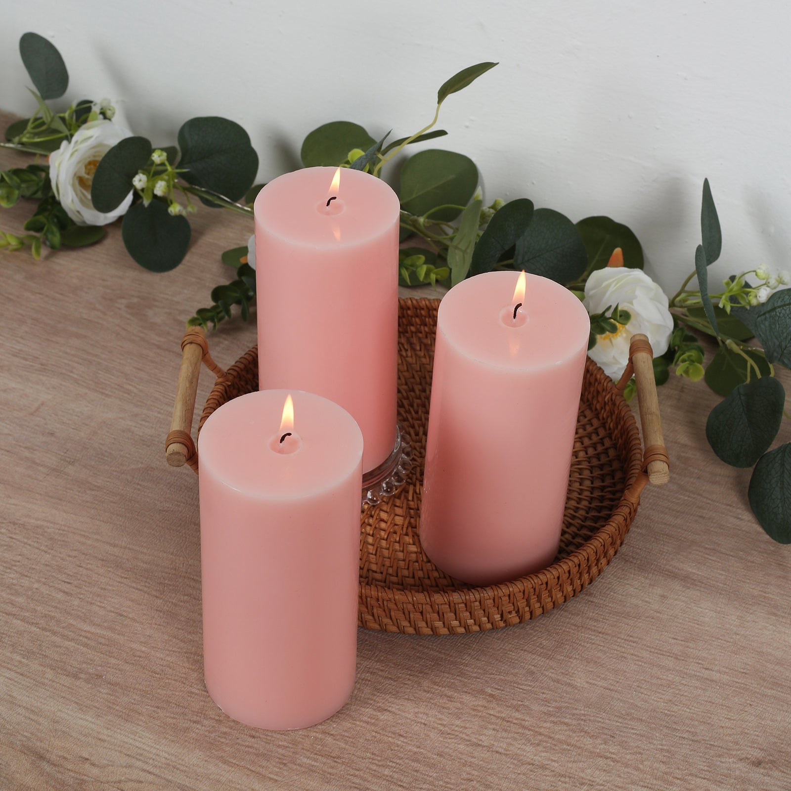 6 - Pack Unscented Dripless Pillar Candles â€“ 3"x6" Blush Paraffin Wax with Smokeless Cotton Wicks, Clean & Long - Lasting 60 - Hour Burn - Bell Racket Store