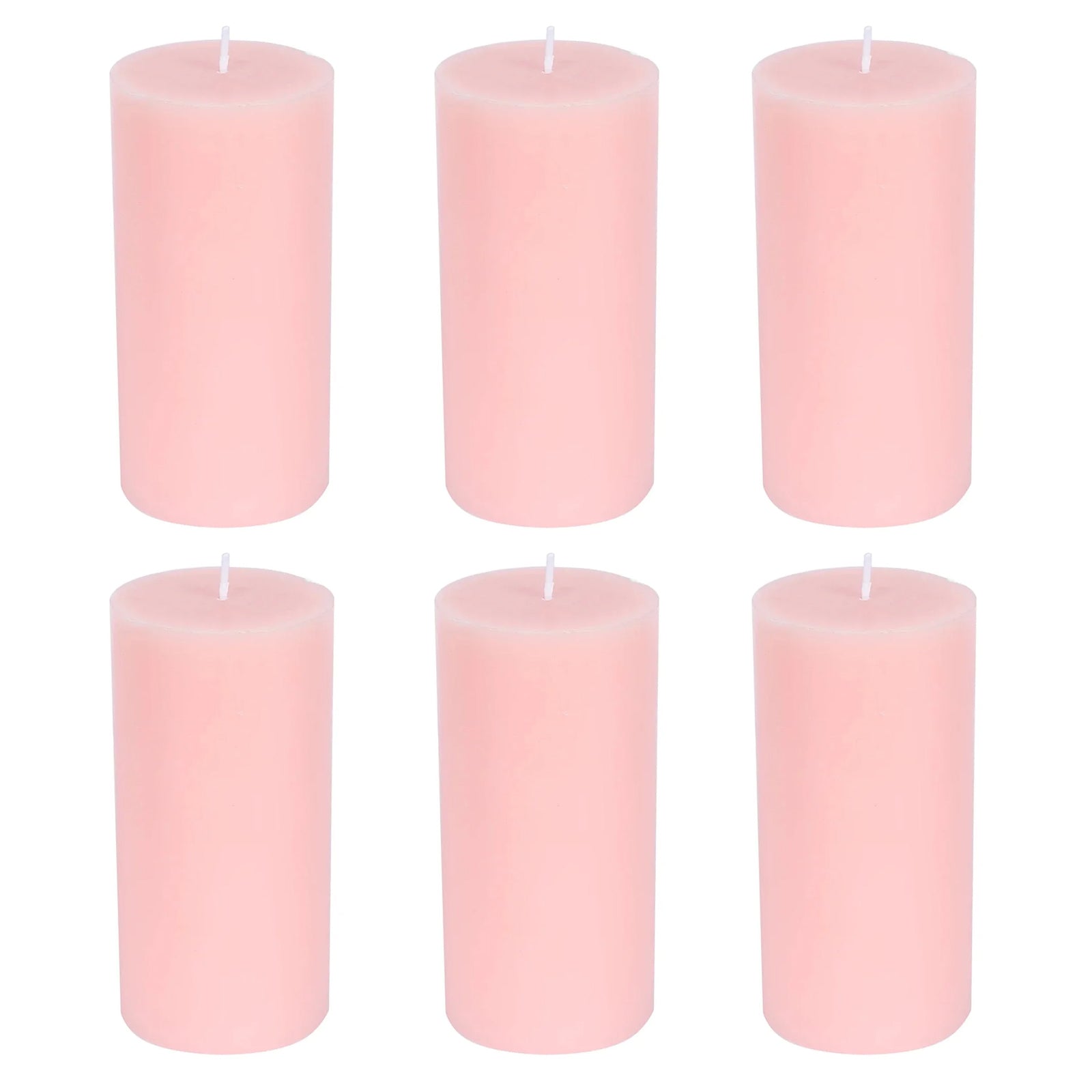 6 - Pack Unscented Dripless Pillar Candles â€“ 3"x6" Blush Paraffin Wax with Smokeless Cotton Wicks, Clean & Long - Lasting 60 - Hour Burn - Bell Racket Store