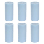6 - Pack Unscented Dripless Pillar Candles â€“ 3"x6" Dusty Blue Paraffin Wax with Smokeless Cotton Wicks, Clean & Long - Lasting 60 - Hour Burn - Bell Racket Store