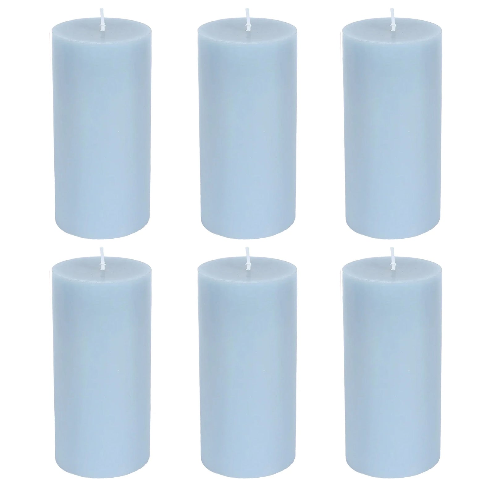 6 - Pack Unscented Dripless Pillar Candles â€“ 3"x6" Dusty Blue Paraffin Wax with Smokeless Cotton Wicks, Clean & Long - Lasting 60 - Hour Burn - Bell Racket Store
