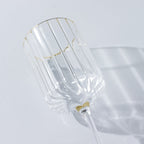 6 - Pack Vintage Wine Goblet Glasses â€“ 10oz Ribbed Clear Glass with Gold Rim, Classic Table Drinkware for Cocktails or Beverages â€“ 8" Tall - Bell Racket Store