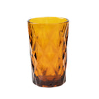 6 - Pack Whiskey Glasses Amber Gold Textured Crystal Cut Design with Heavy Base - Transparent Highball Tumblers for Parties & Events 12oz 5" - Bell Racket Store