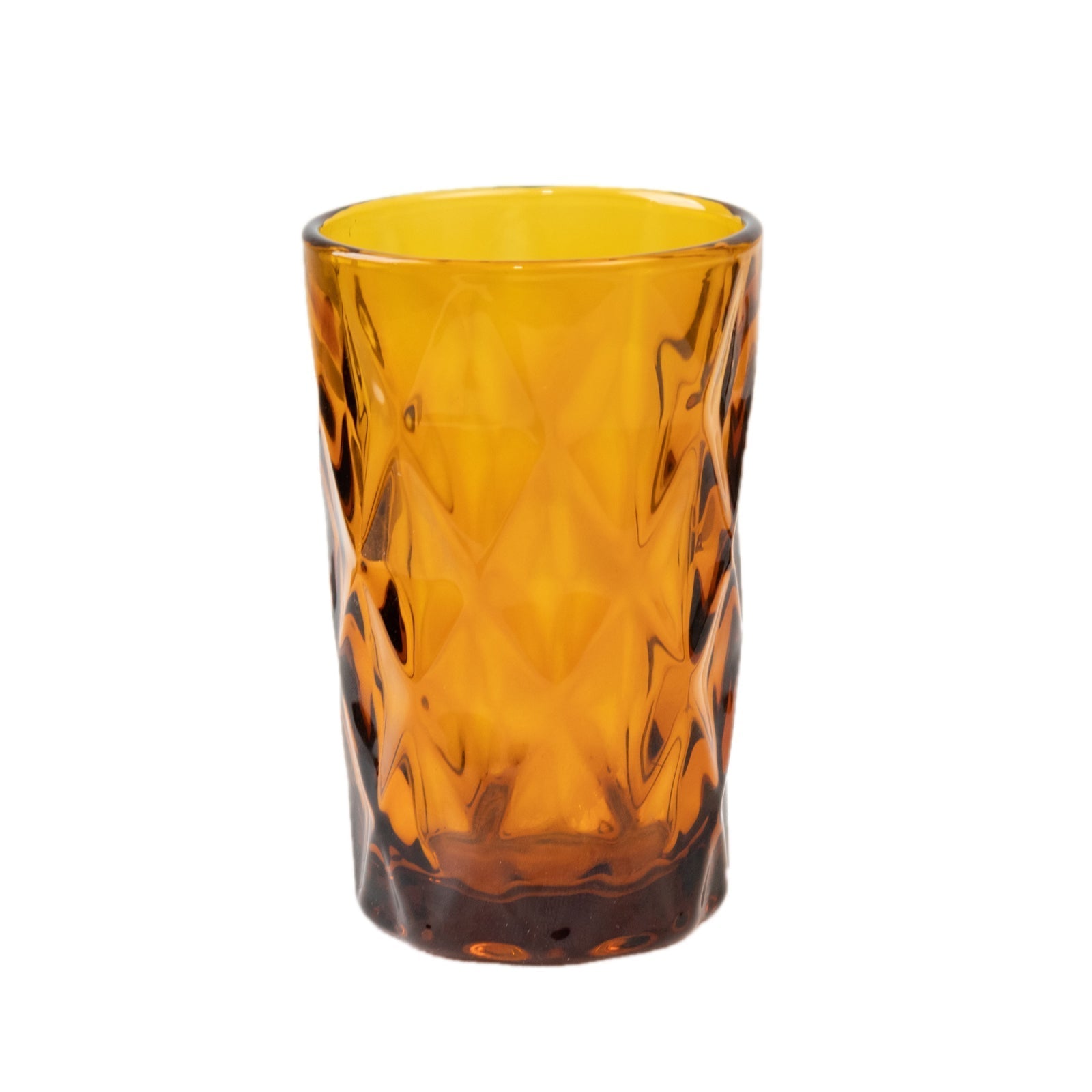 6 - Pack Whiskey Glasses Amber Gold Textured Crystal Cut Design with Heavy Base - Transparent Highball Tumblers for Parties & Events 12oz 5" - Bell Racket Store