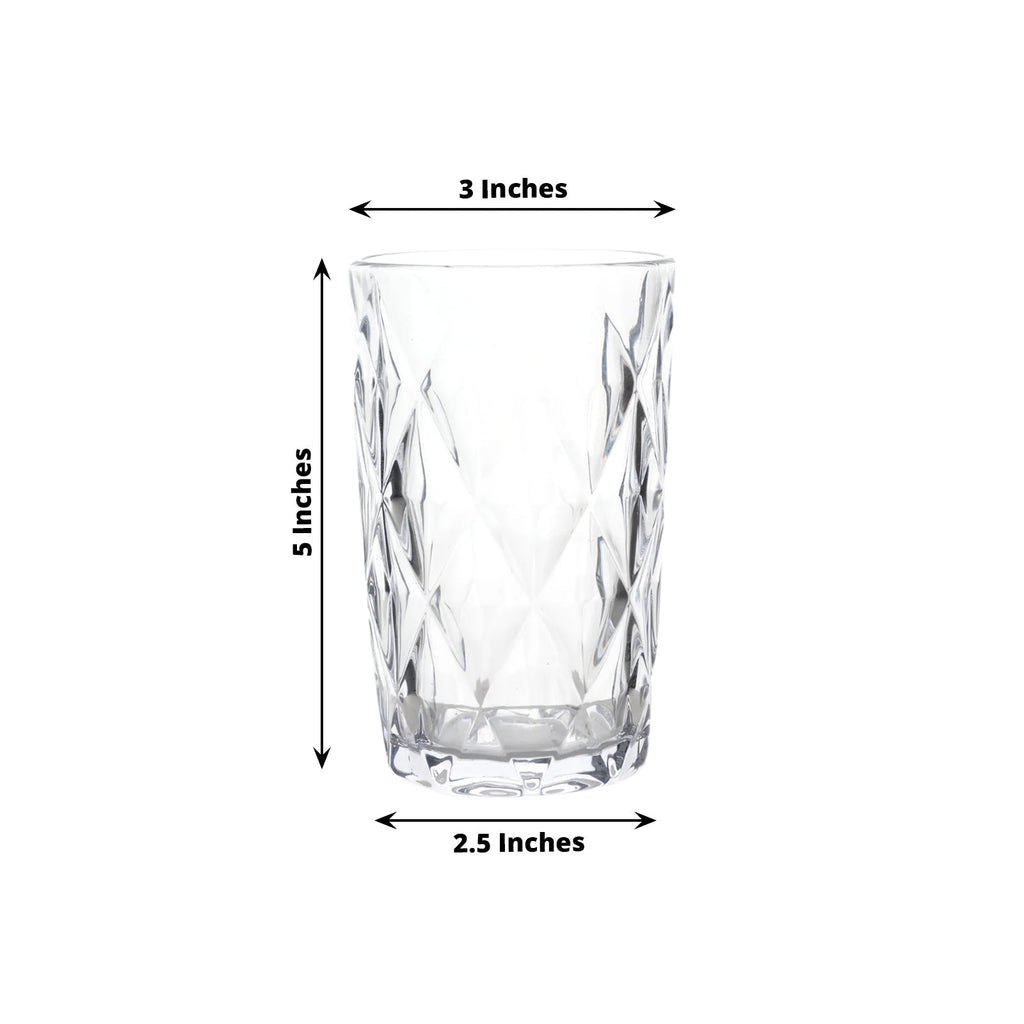 6 - Pack Whiskey Glasses Clear Textured Crystal Cut Design with Heavy Base - Highball Tumblers for Parties & Events 12oz 5" - Bell Racket Store
