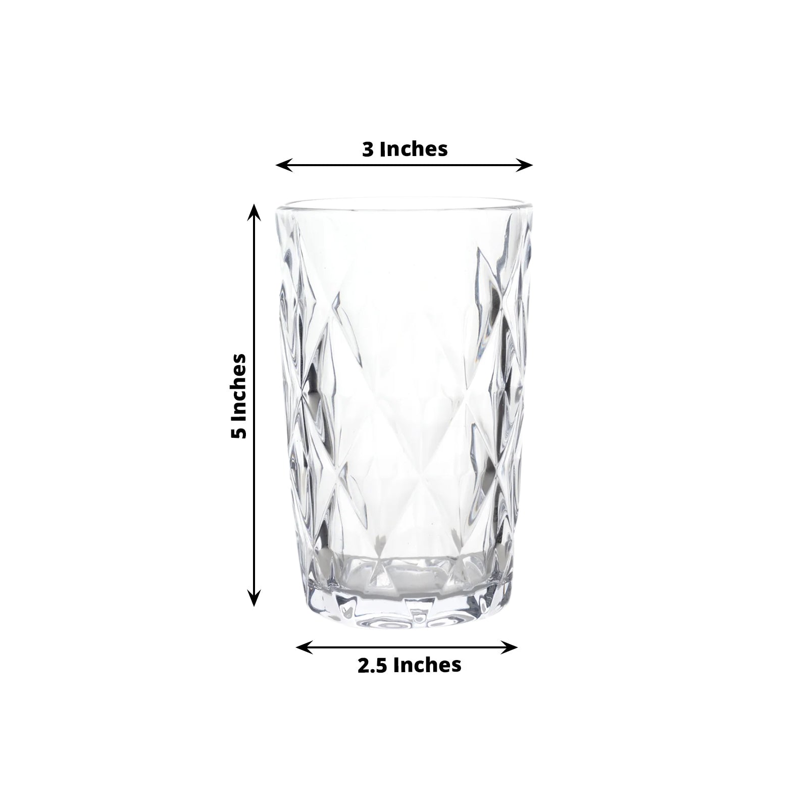 6 - Pack Whiskey Glasses Clear Textured Crystal Cut Design with Heavy Base - Highball Tumblers for Parties & Events 12oz 5" - Bell Racket Store