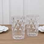 6 - Pack Whiskey Glasses Clear Textured Crystal Cut Design with Heavy Base - Highball Tumblers for Parties & Events 12oz 5" - Bell Racket Store